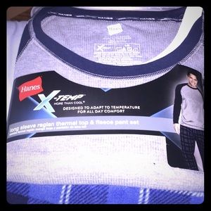 Hanes Long Sleeve Raglan Thermal Top Fleece Pants
